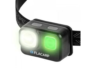 Výkonná nabíjecí čelovka HL2000, bílá + zelená nebo červená LED, Li-Pol 2000mAh, USB-C - zelená FLACARP